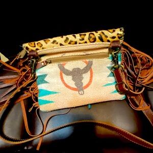 Western crossbody w/ leopard print